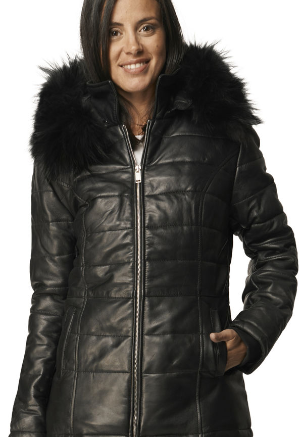 Lee Cooper Babet Leather Down Jacket, Jackor i storlek L och färg Svart