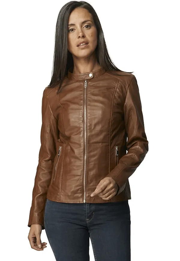 Lee Cooper Beverley Leather Jacket, Jackor i storlek M och färg Brun