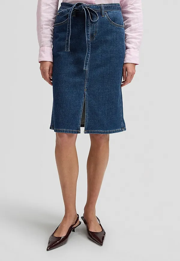 Lee - Jeanskjol Midi Skirt With Bow - Blå
