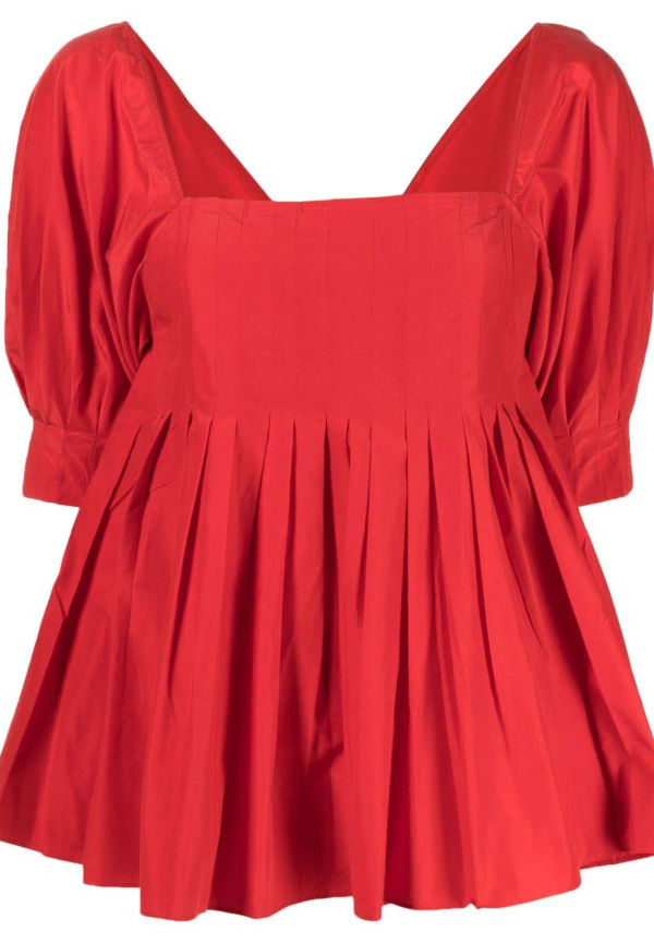 Lee Mathews Peony kortärmad blus - Röd