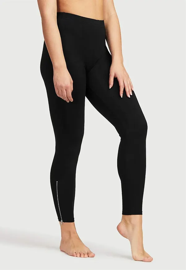 Leggings med dragkedja i benslut