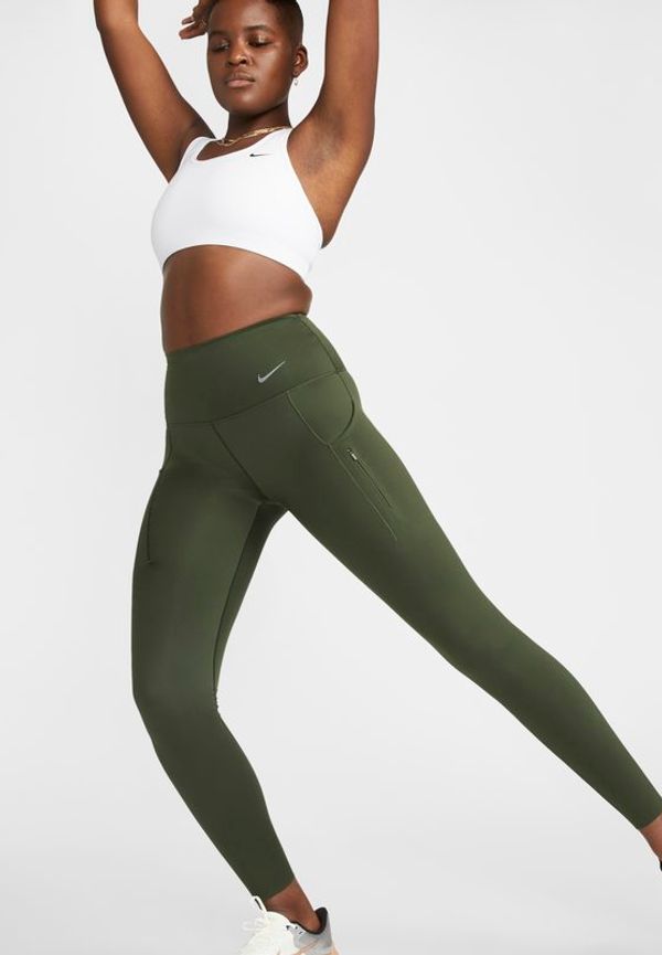 Leggings med hög midja, fickor och fast stöd Nike Go för kvinnor - Brun