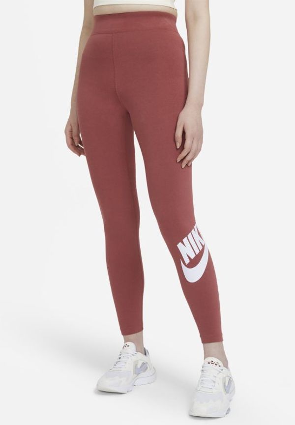 Leggings med hög midja och logga Nike Sportswear Essential för kvinnor - Röd