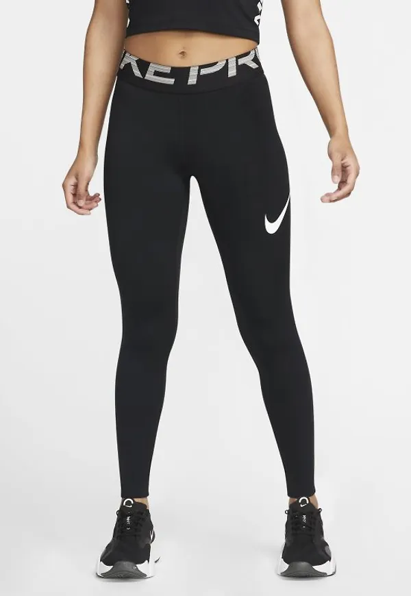 Leggings med meshpaneler Nike Pro Dri-FIT med mellanhög midja för kvinnor - Svart