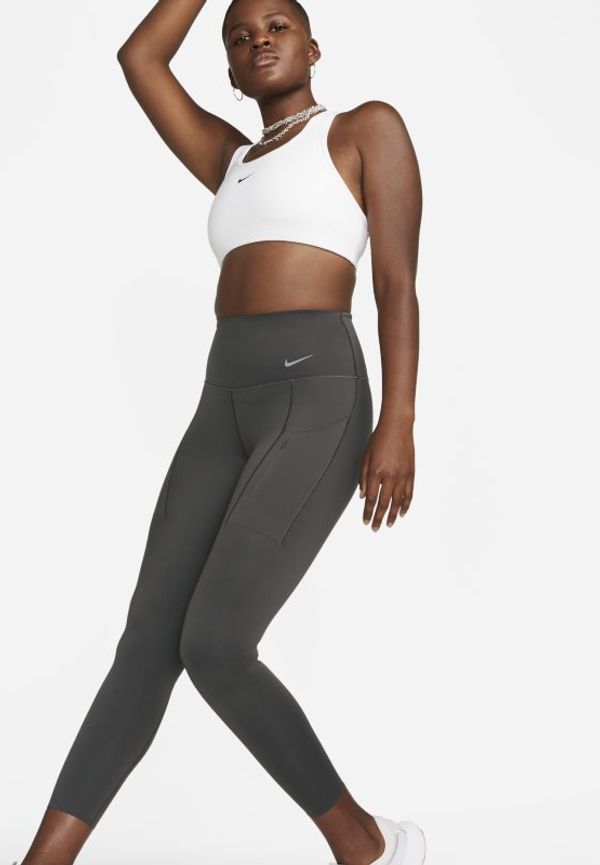 Leggings Nike Go i 7/8-längd med hög midja, fickor och fast stöd för kvinnor - Brun