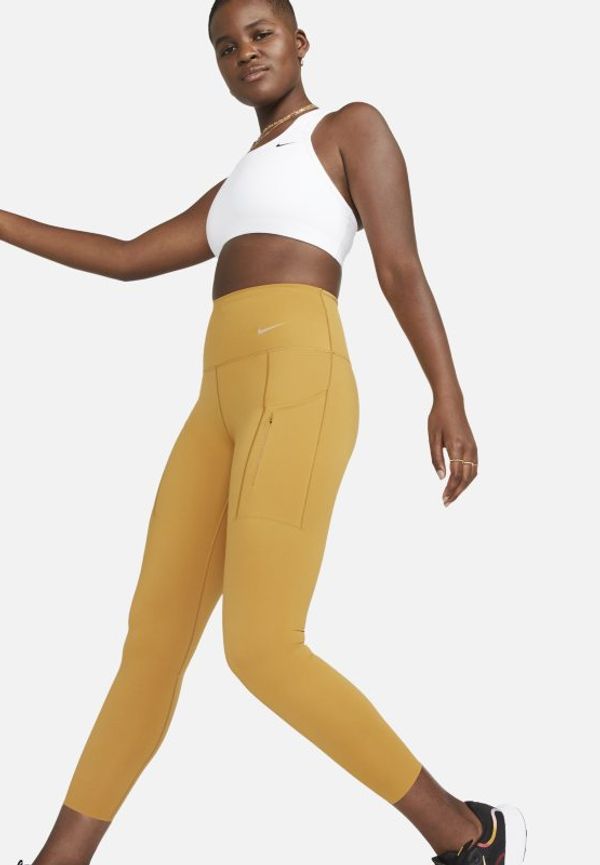 Leggings Nike Go i 7/8-längd med hög midja, fickor och fast stöd för kvinnor - Brun