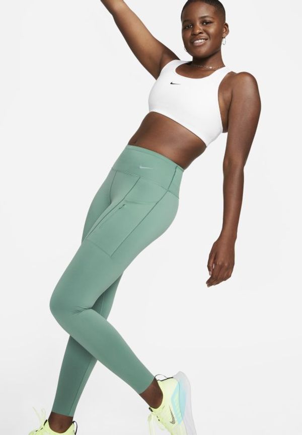 Leggings Nike Go med fast stöd, mellanhög midja och fickor för kvinnor - Grön