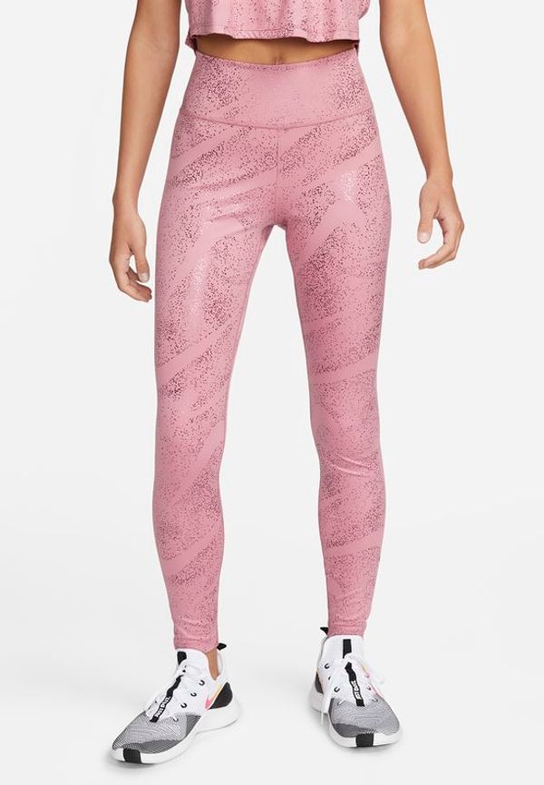 Leggings Nike One med mellanhög midja och tryck för kvinnor - Rosa