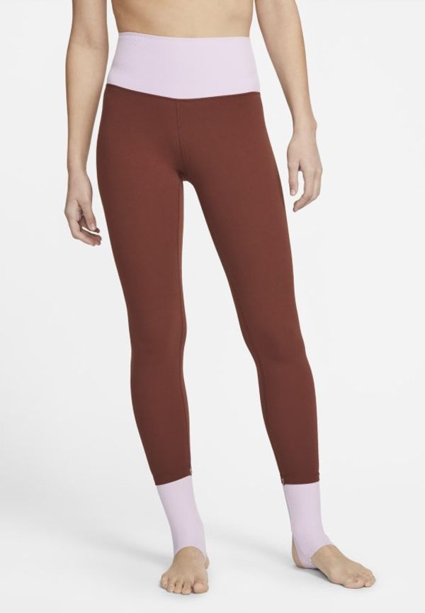 Leggings Nike Yoga Luxe i 7/8-längd med hög midja och färgblock för kvinnor - Brun