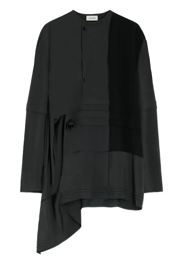 LEMAIRE plisserad asymmetrisk blus - Grå