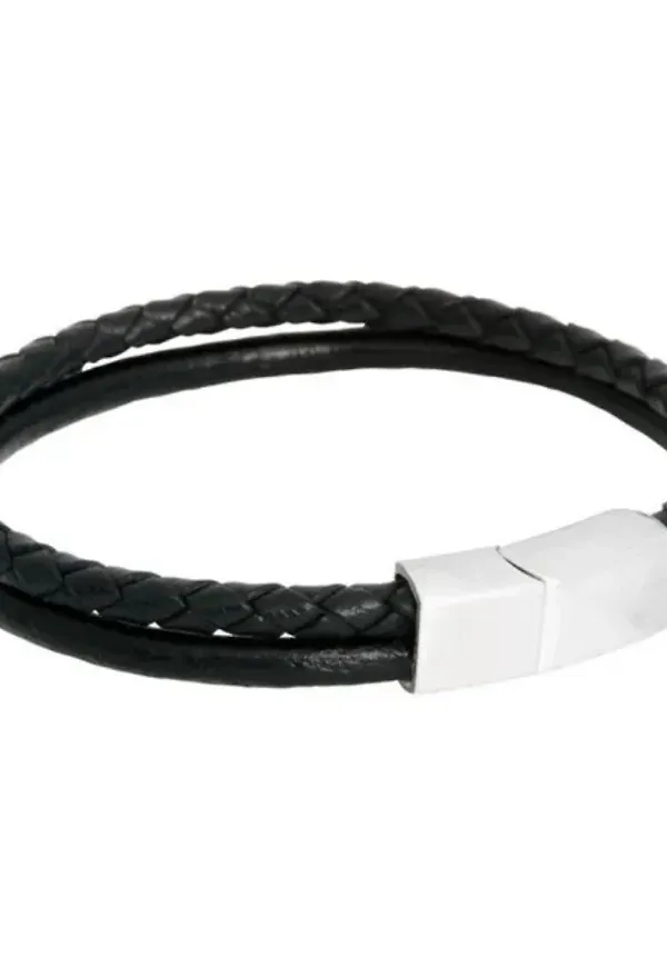 Leon Leather Bracelet Black