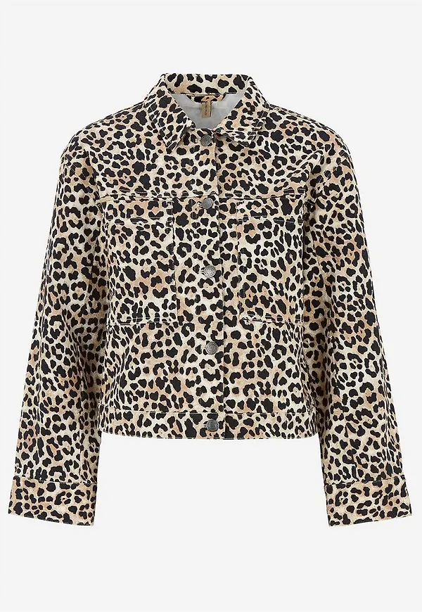 Leopardmönstrad jeansjacka