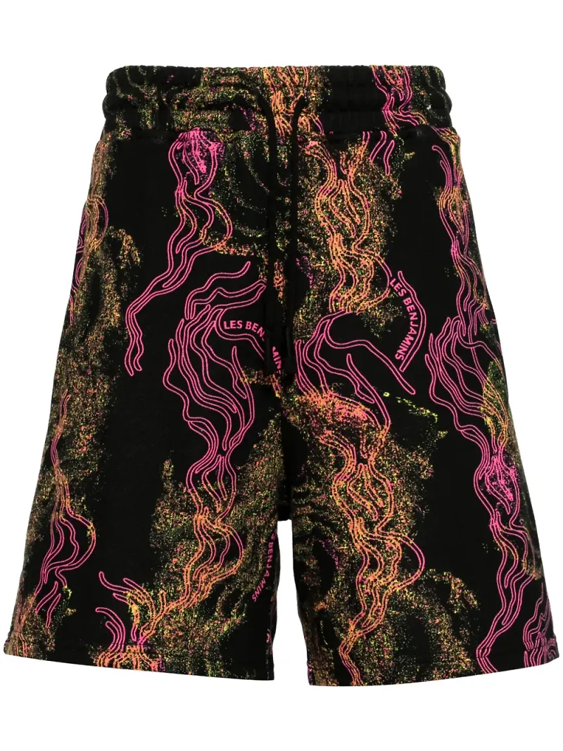 Les Benjamins träningsshorts med grafiskt tryck - Svart