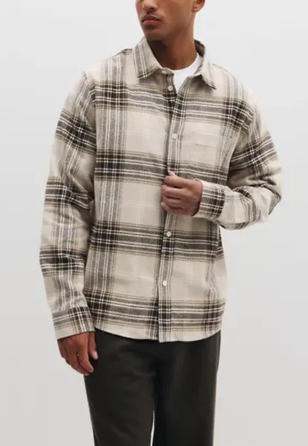 Les Deux Check Overshirt Overshirts Beige