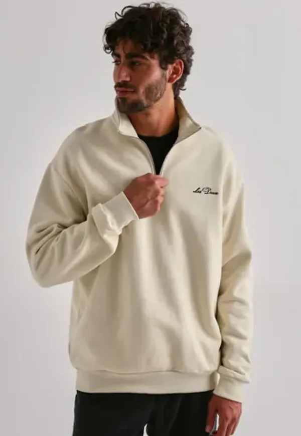 Les Deux Crew Half-Zip Sweatshirt Half zip Beige
