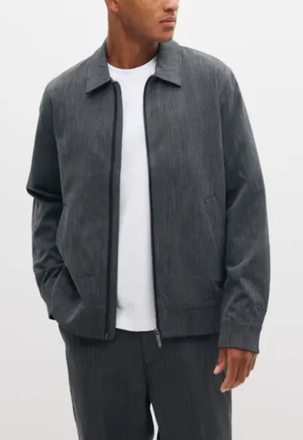 Les Deux Herringbone Coach Jacket Overshirts Grå