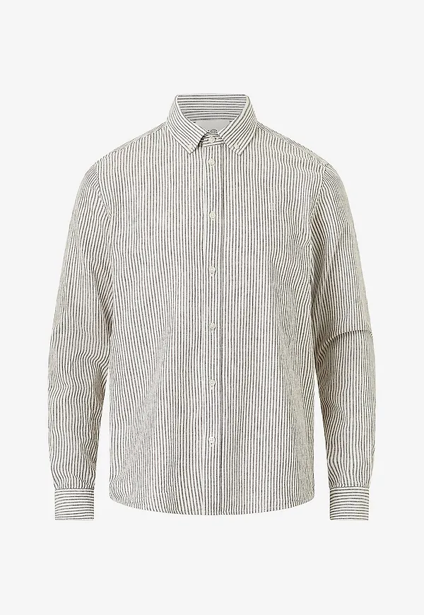 Les Deux - Skjorta Konrad Stripe Cotton Linen Shirt - Brun