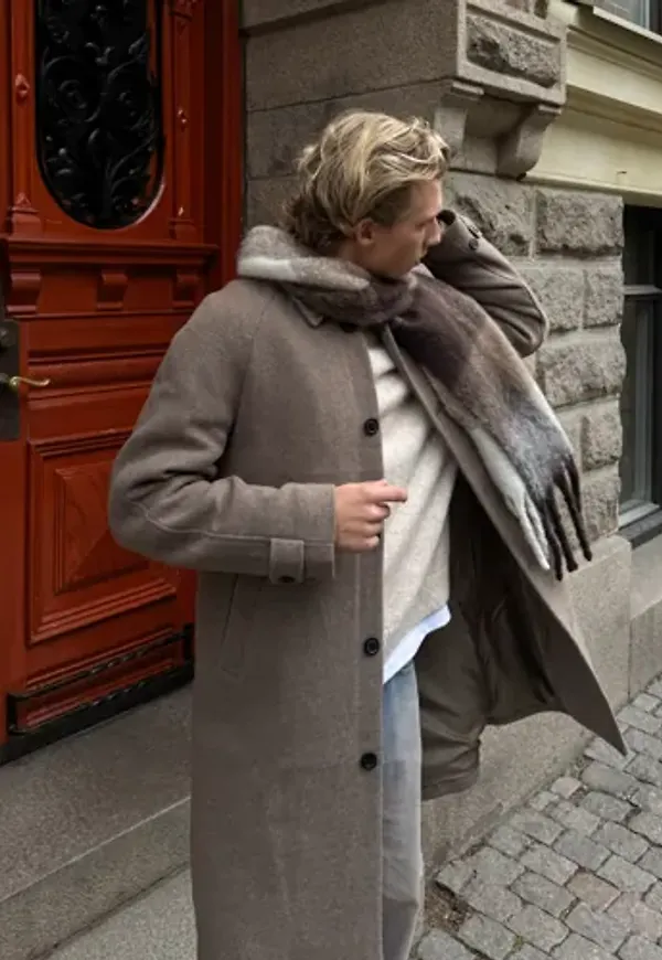 Les Deux Solid Wool Coat Rockar Brun
