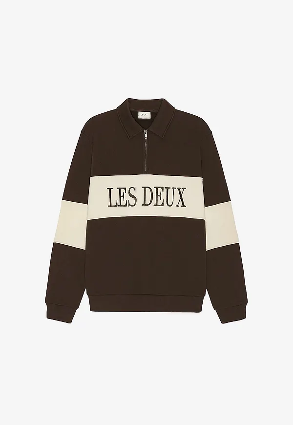 Les Deux - Sweatshirt Zipper Rugby Sweatshirt - Brun