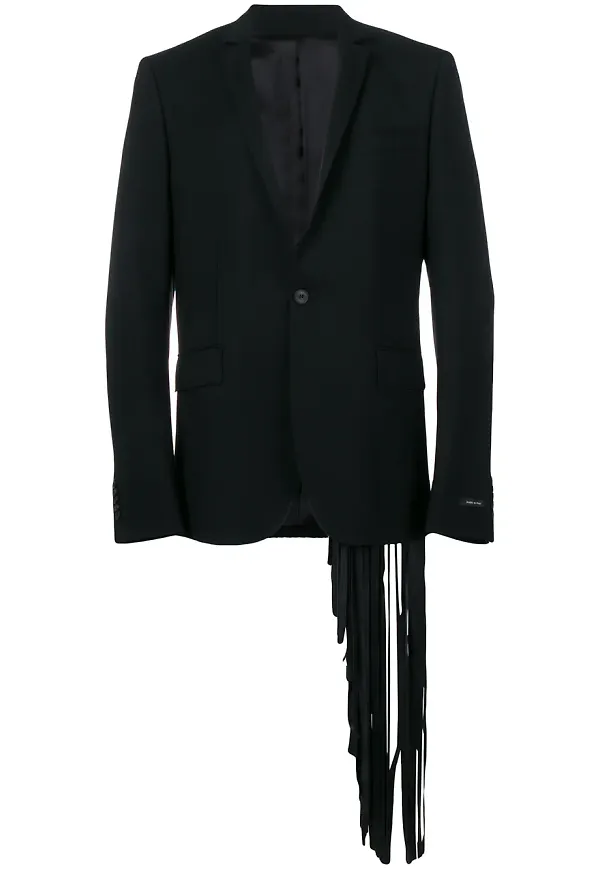 LES HOMMES blazer med fransdetalj - Blå