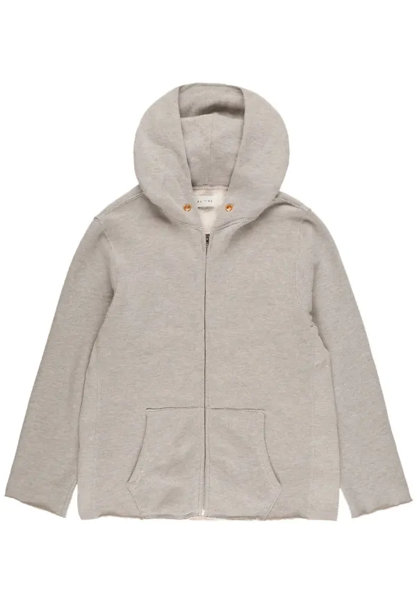 Les Tien hoodie med osydd kant - Grå