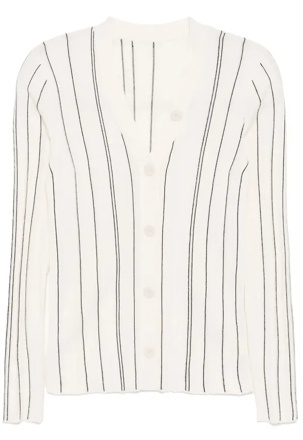 LESS stribet cardigan - Vit