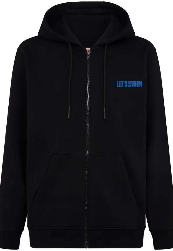Let's Swim hoodie med hajtryck - Svart