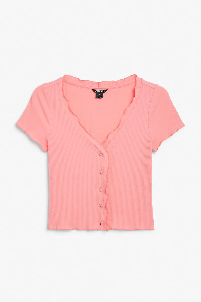 Lettuce hem crop top - Pink