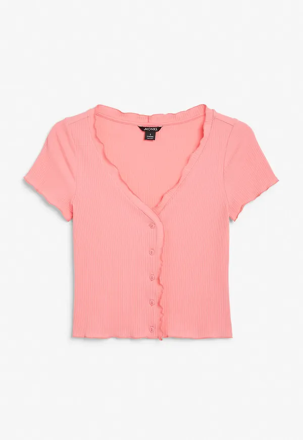 Lettuce hem crop top - Pink