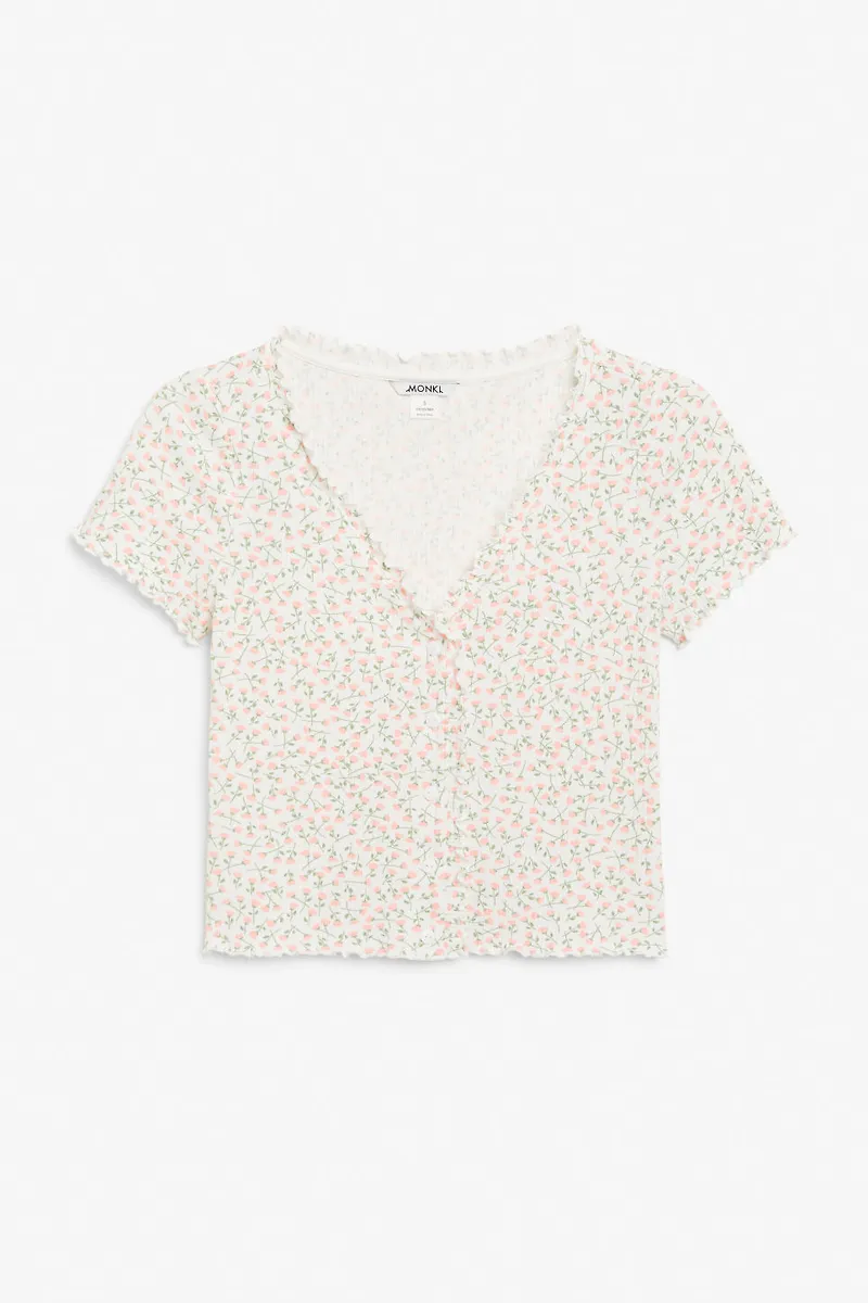 Lettuce hem crop top - White