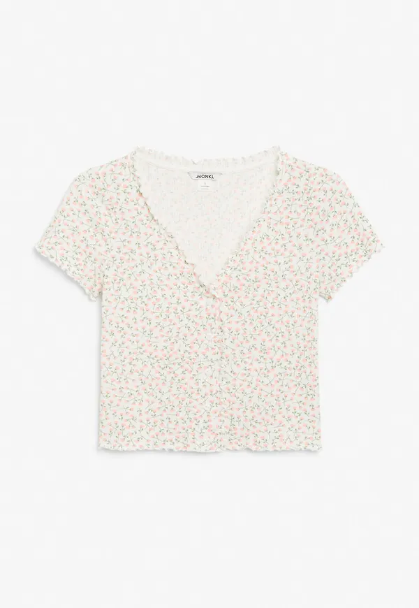 Lettuce hem crop top - White