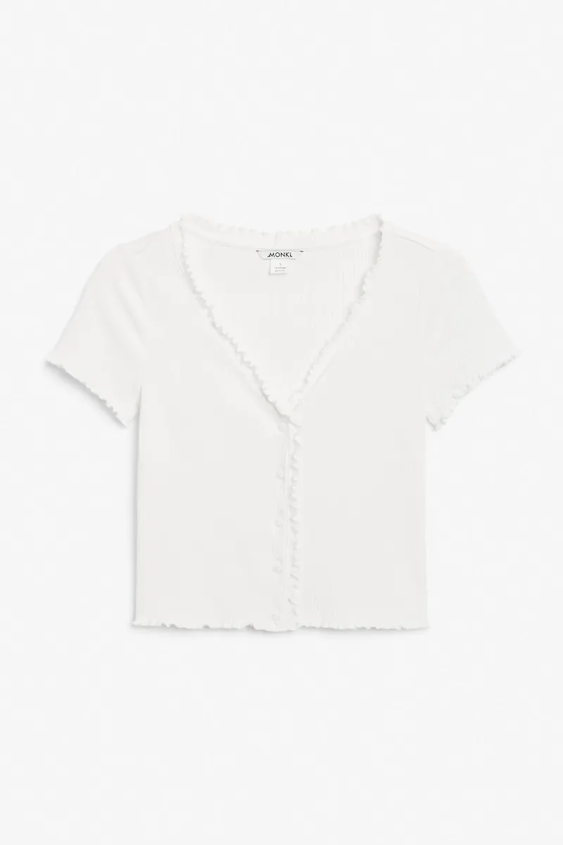 Lettuce hem crop top - White