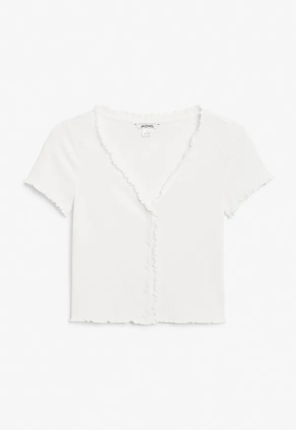 Lettuce hem crop top - White