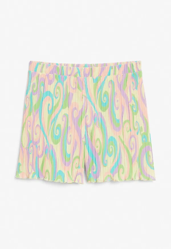 Lettuce hem pleated shorts - Yellow