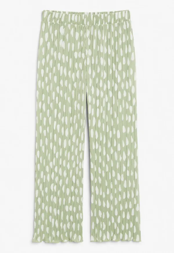 Lettuce hem pleated trousers - Green