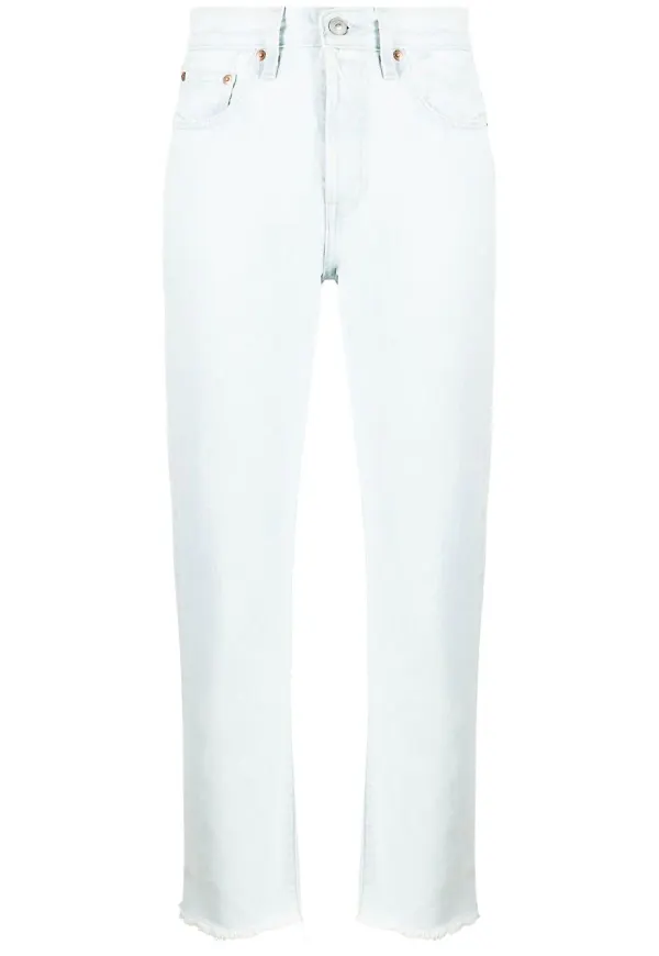 Levi's 501 croppade slim fit-jeans - Blå