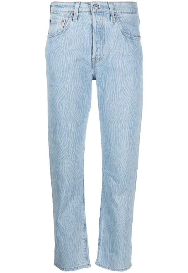 Levi's 501 mönstrade raka jeans - Blå