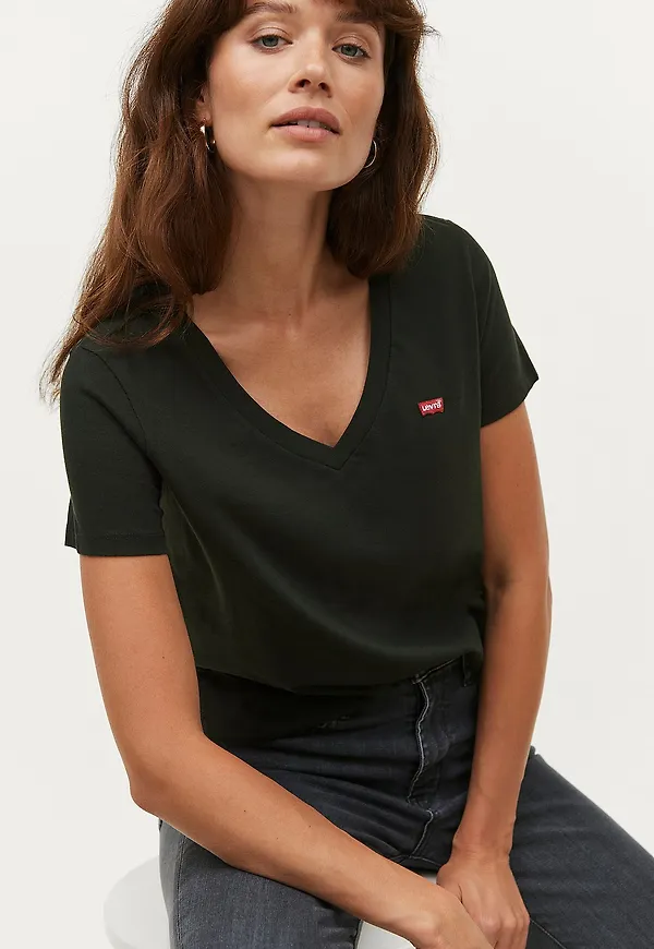 Levi's - Topp Perfect Vneck White + - Svart