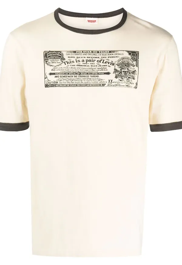 Levi's badge-print ringer T-shirt - Neutral