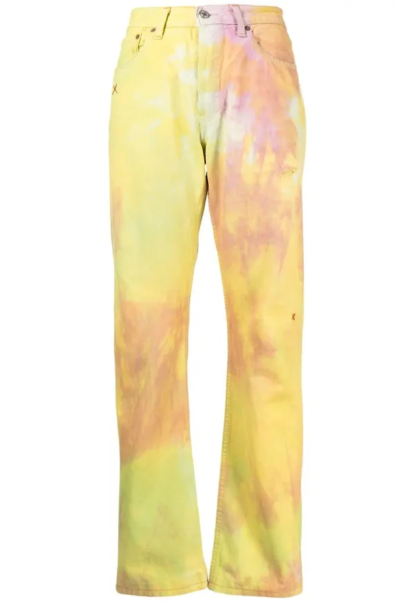 Levi's batikfärgade straight-jeans - Gul