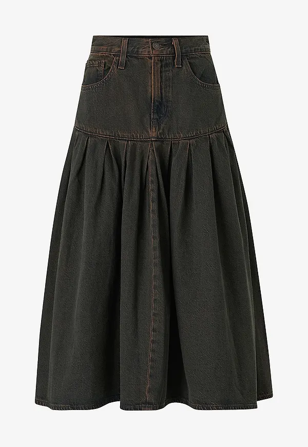 Levi's - Jeanskjol YOKED PLEATED SKIRT - Brun
