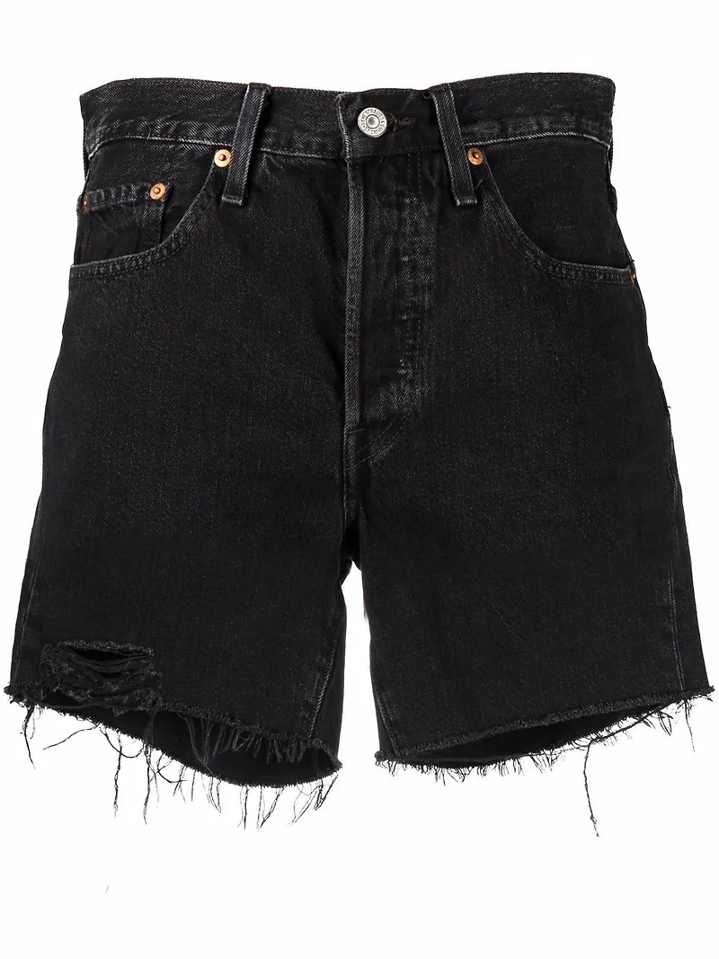Levi's jeansshorts med sliten effekt - Svart