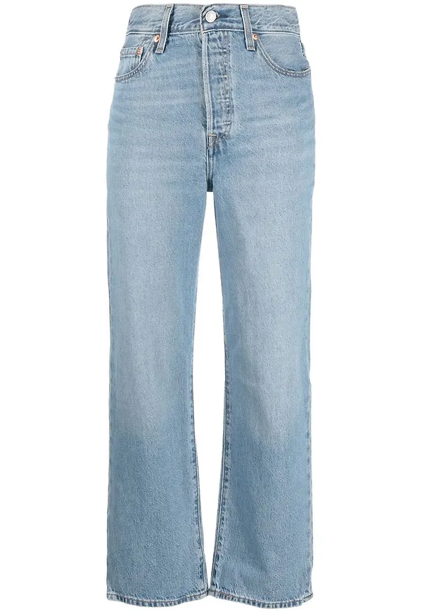Levi's Ribcage croppade straight-jeans - Blå