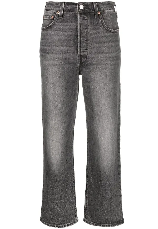 Levi's Ribcage croppade straight-jeans - Grå