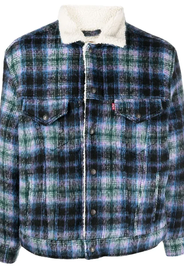 Levi's rutig jacka med knäppning - Blå