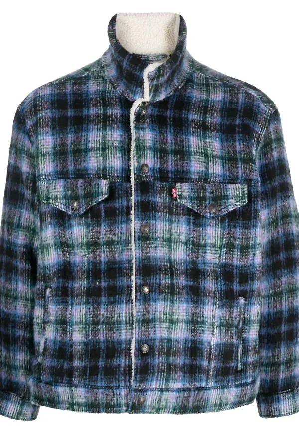 Levi's rutig truckerjacka - Svart