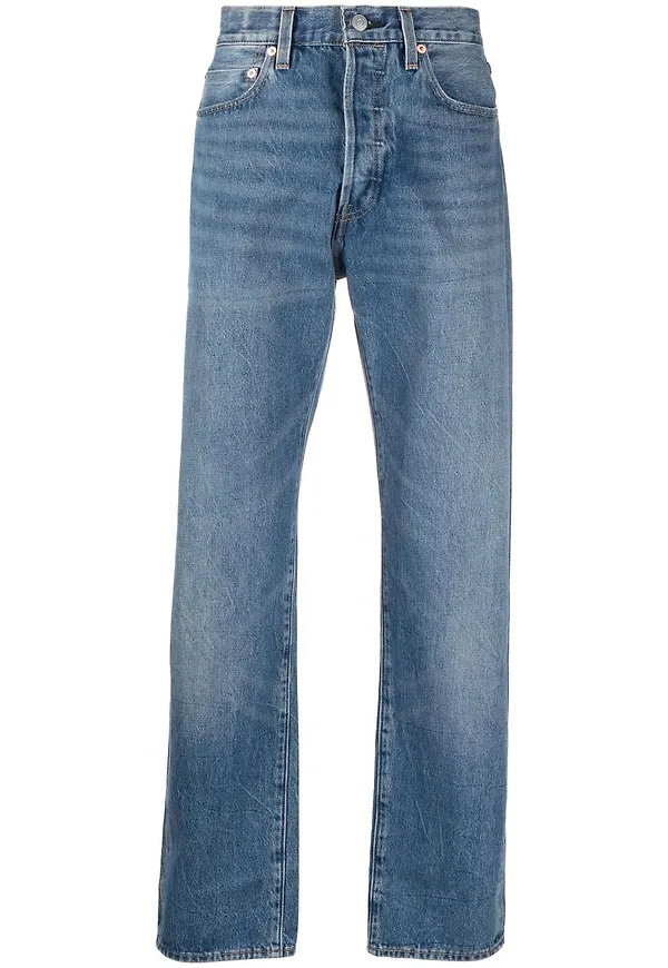 Levi's stentvättade straight-jeans - Blå