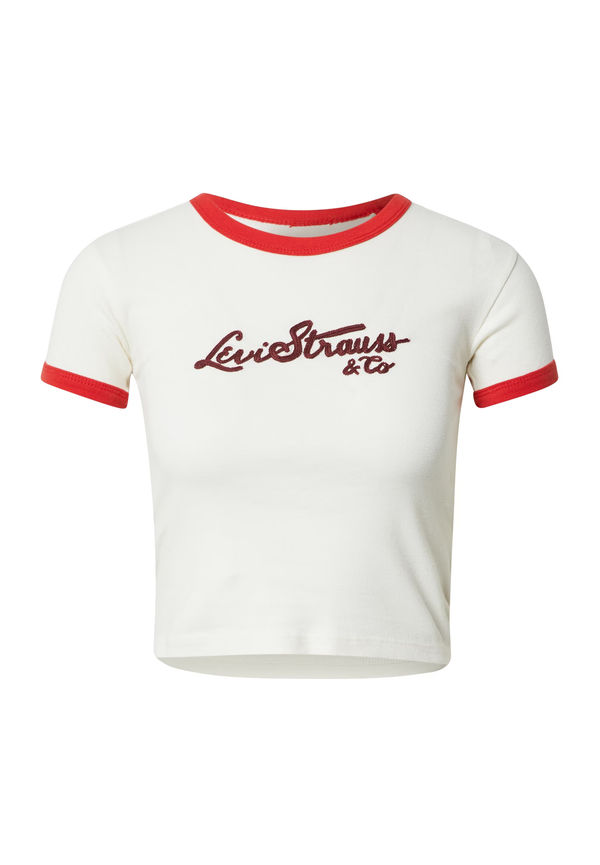 LEVI'S T-shirt 'GRAPHIC RINGER MINI TEE NEUTRALS' ljusröd / mörkröd / off-white