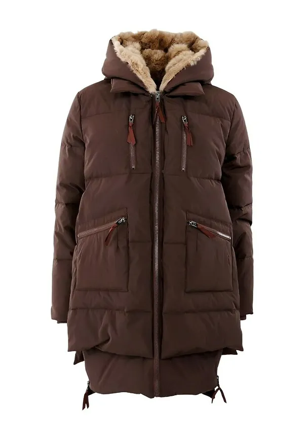 Levinsky Forever, 90 cm. - Hood - Down - Women Brun, Dam