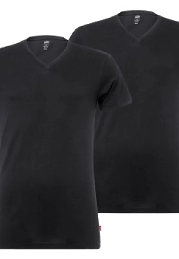 Levis 2P Base V-Neck T-shirt Svart bomull X-Large Herr